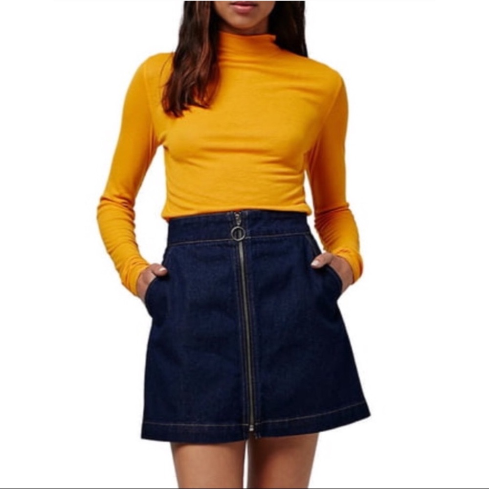 Topshop Moto Full Zip Denim Mini Skirt - Picture 3 of 16